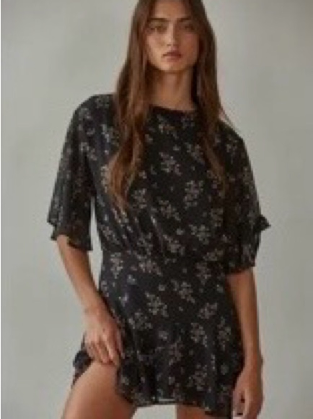 By Together Black Floral Mini Dress with Ruffle Hem